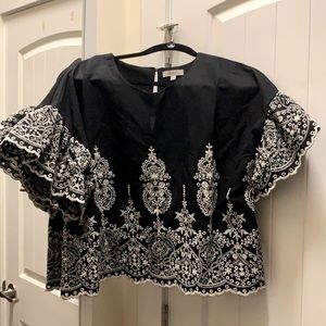 Beautiful Never Worn Black Embroidery Top